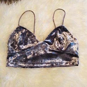 Grey/silver velvet Zara crop top small